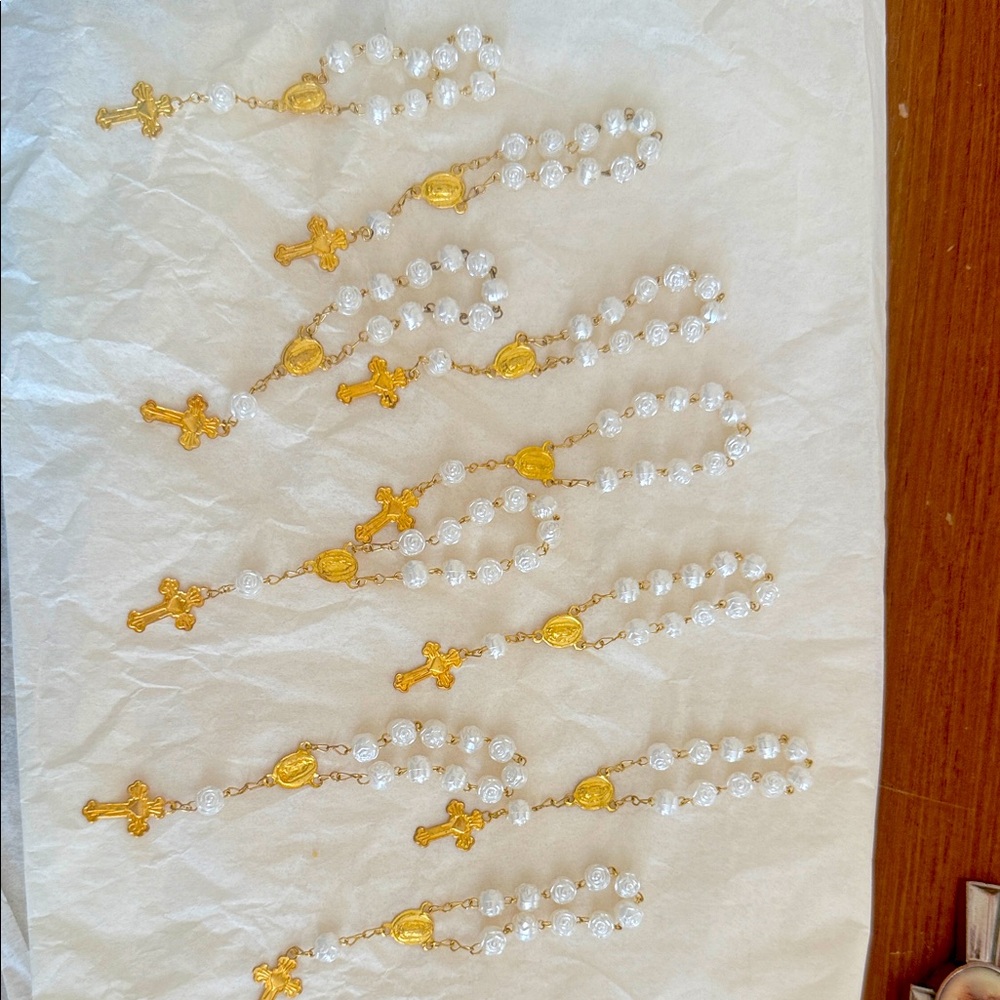 Mini-Gold and White Rosary Beads